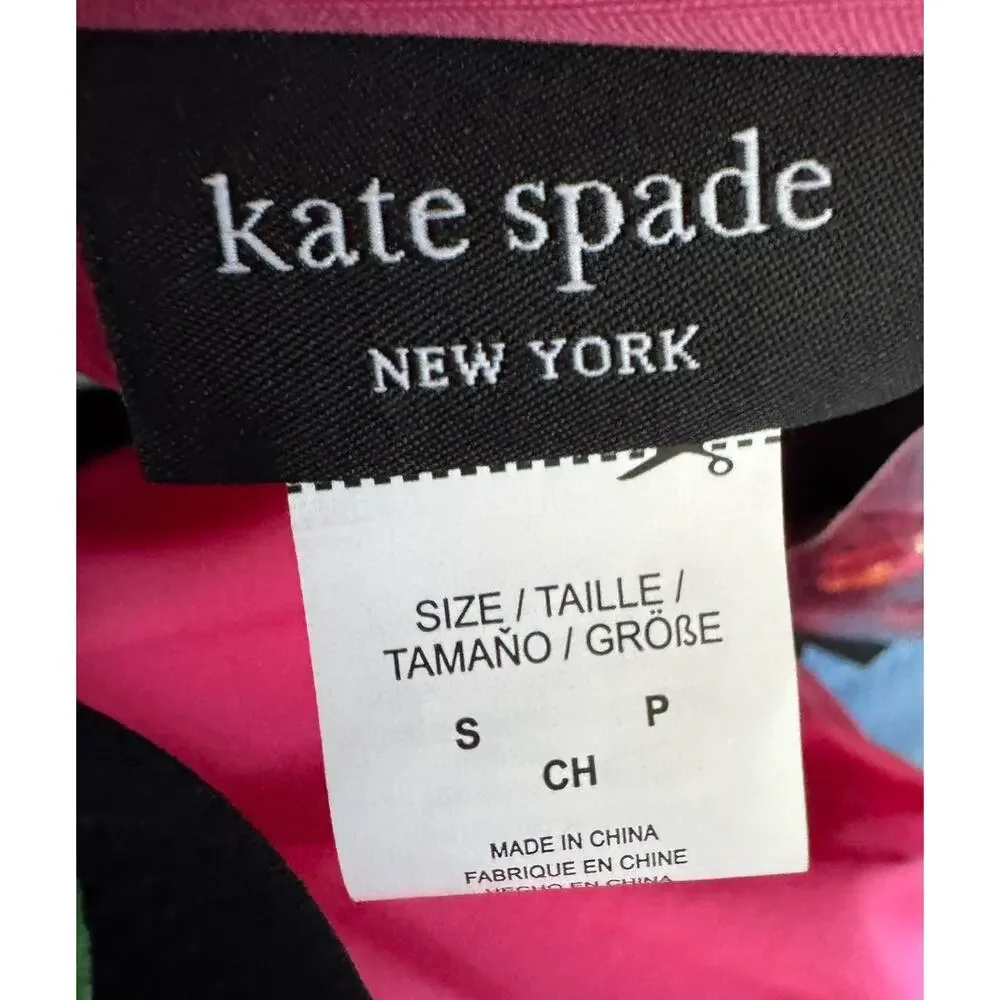 NEW Kate Spade Women’s Bandeau One-Piece Swimsuit Black Fruit Print SMALL